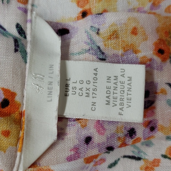 H&M Linen Floral Cropped Boxy Shirt Women's Size Large - Picture 6 of 11